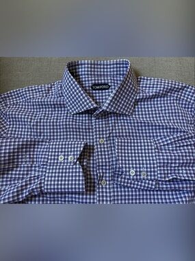 Tom Ford Multicolor Plaid Check Purple White Pattern Men’s Dress Shirt Size 18